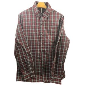 Chaps Mens XL Red Black Plaid Flannel Button Down Shirt Long Sleeve Cotton Blend